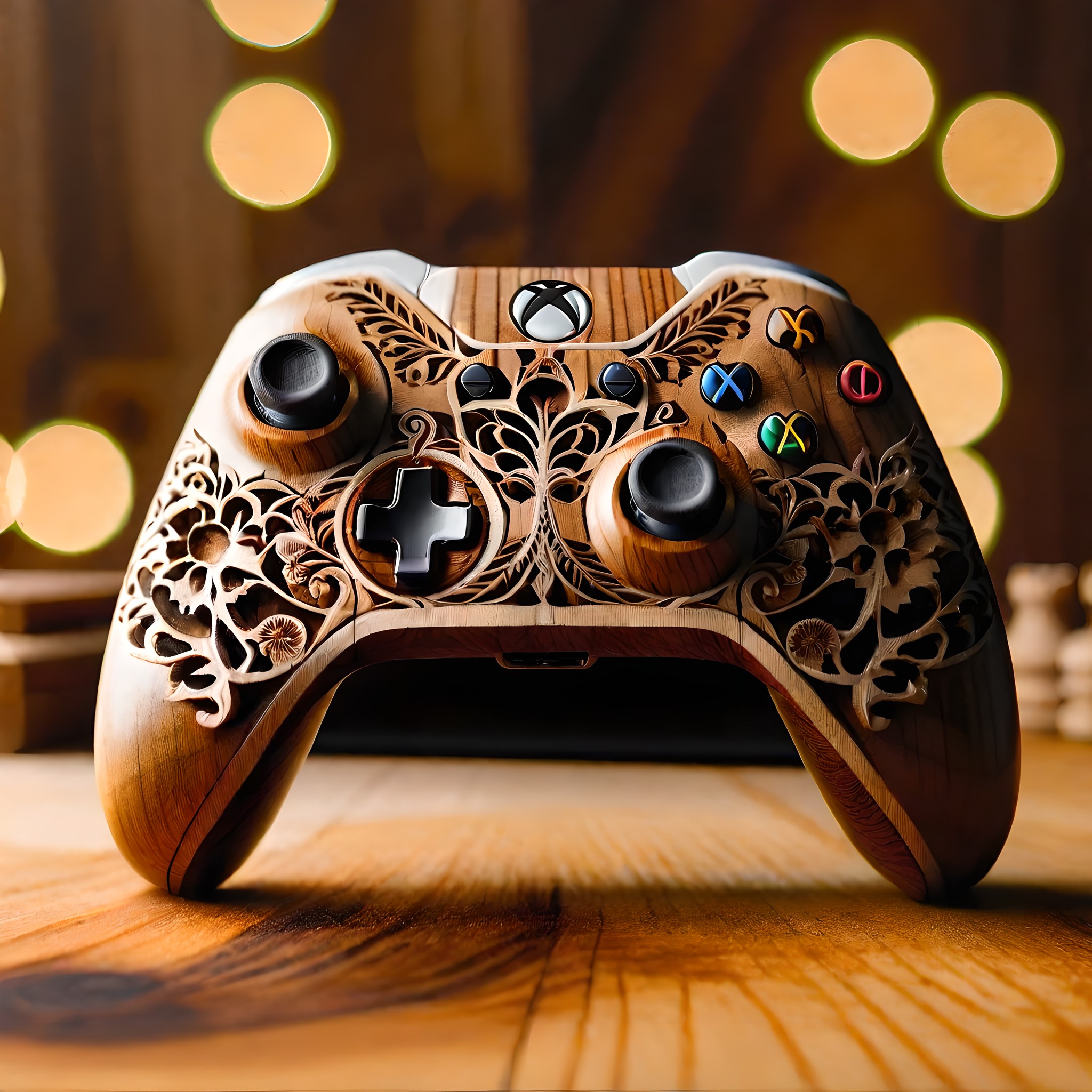 00182-nightvisionXLPhotorealisticPortrait_release0770Bakedvae-a hyper detailed brown wooden xbox controller forest.jpg